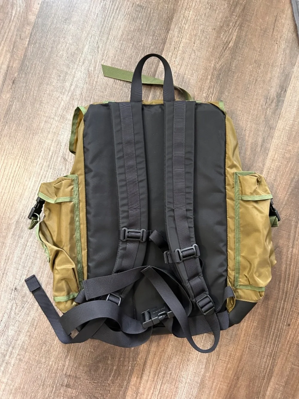 LL Bean Continental vintage 90s green nylon leather base military backpack